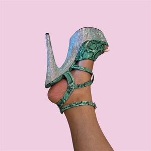 Elegant Green Strappy Heels